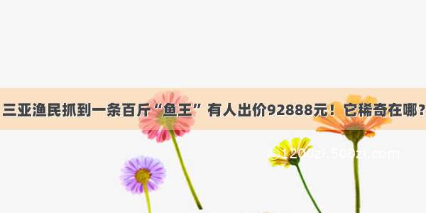 三亚渔民抓到一条百斤“鱼王” 有人出价92888元！它稀奇在哪？