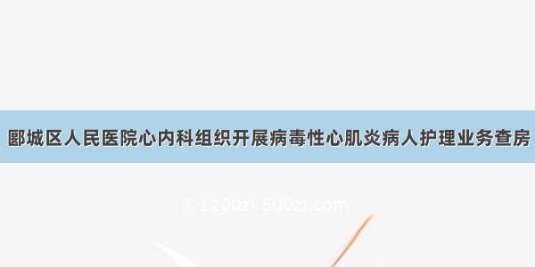 郾城区人民医院心内科组织开展病毒性心肌炎病人护理业务查房