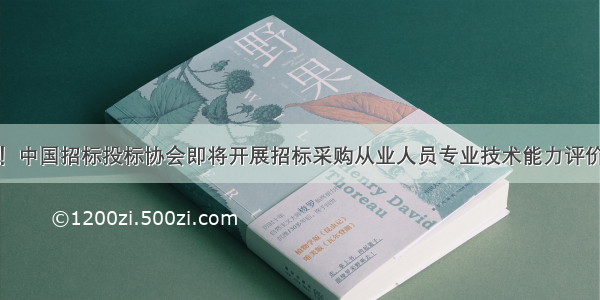 重磅！中国招标投标协会即将开展招标采购从业人员专业技术能力评价工作