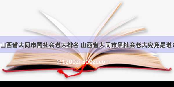 山西省大同市黑社会老大排名 山西省大同市黑社会老大究竟是谁？