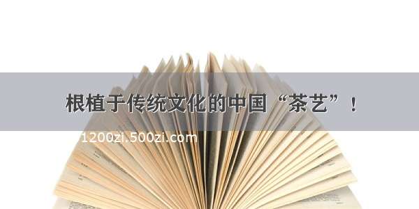 根植于传统文化的中国“茶艺”！