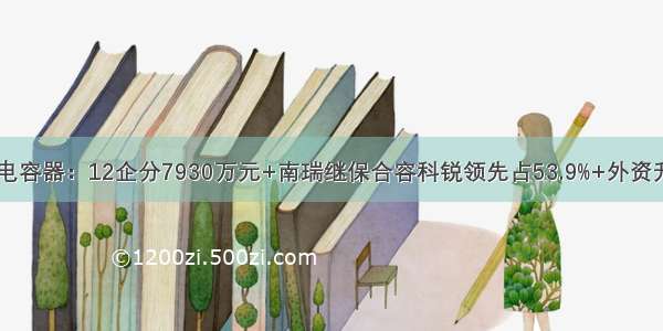 国网-4电容器：12企分7930万元+南瑞继保合容科锐领先占53.9%+外资升占9.5%