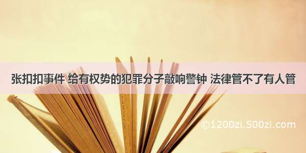 张扣扣事件 给有权势的犯罪分子敲响警钟 法律管不了有人管