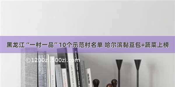 黑龙江“一村一品”10个示范村名单 哈尔滨黏豆包+蔬菜上榜