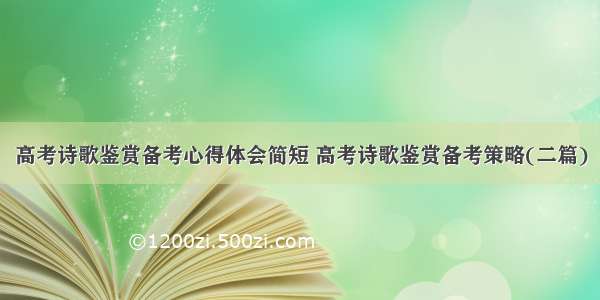 高考诗歌鉴赏备考心得体会简短 高考诗歌鉴赏备考策略(二篇)