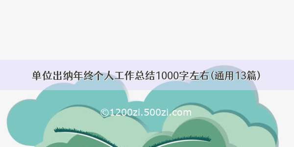 单位出纳年终个人工作总结1000字左右(通用13篇)