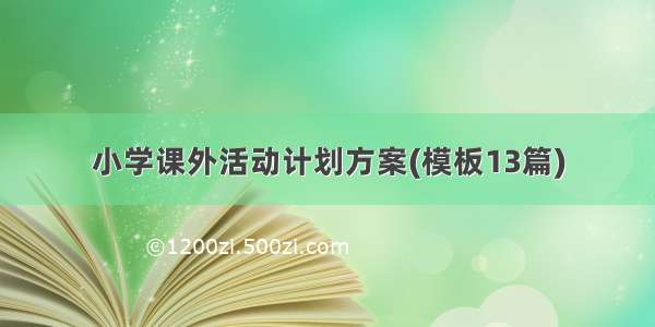 小学课外活动计划方案(模板13篇)