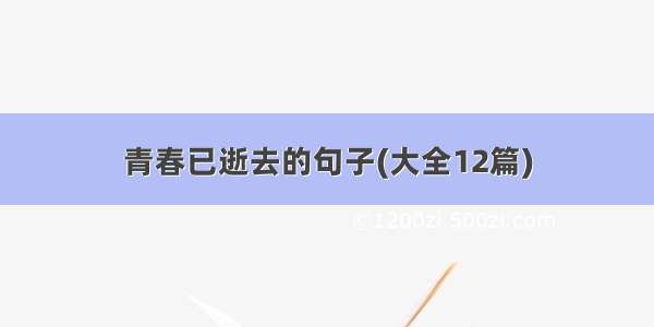 青春已逝去的句子(大全12篇)