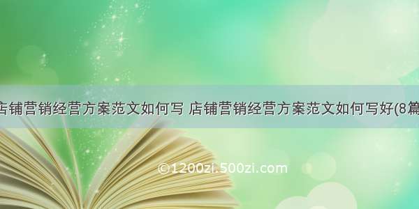 店铺营销经营方案范文如何写 店铺营销经营方案范文如何写好(8篇)