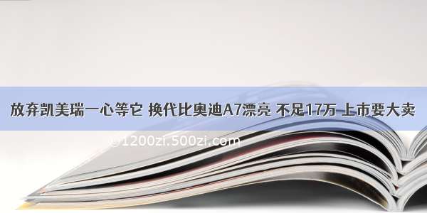 放弃凯美瑞一心等它 换代比奥迪A7漂亮 不足17万 上市要大卖