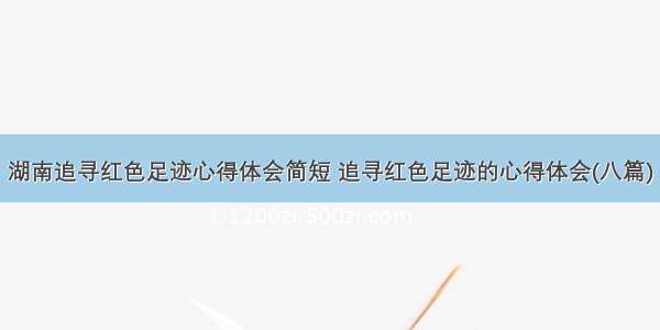 湖南追寻红色足迹心得体会简短 追寻红色足迹的心得体会(八篇)