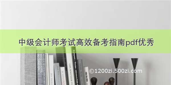 中级会计师考试高效备考指南pdf优秀