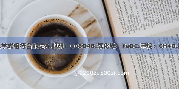 物质名称与化学式相符合的是A.胆矾：CuSO4B.氧化铁：FeOC.甲烷：CH4D.熟石灰CaCO3