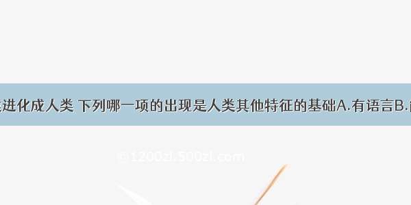 森林古猿进化成人类 下列哪一项的出现是人类其他特征的基础A.有语言B.能劳动C.