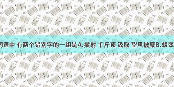 下列各组词语中 有两个错别字的一组是A.攒射 千斤顶 汲取 望风披糜B.蜕变 百叶窗 褪