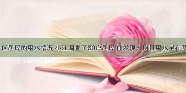 为了了解社区居民的用水情况 小江调查了80户居民 他发现人均日用水量在基本标准量（