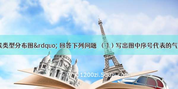 读“亚洲气候类型分布图” 回答下列问题．（1）写出图中序号代表的气候类型名称：A__