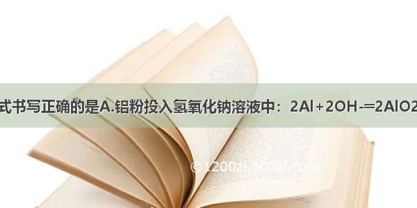 下列离子方程式书写正确的是A.铝粉投入氢氧化钠溶液中：2Al+2OH-═2AlO2-+H2↑B.氯化