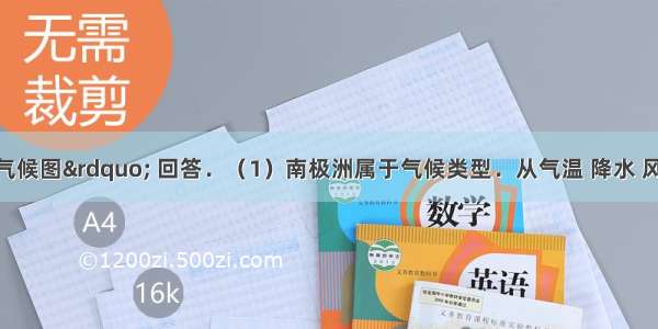 读“极地气候图” 回答．（1）南极洲属于气候类型．从气温 降水 风速三方面分析这