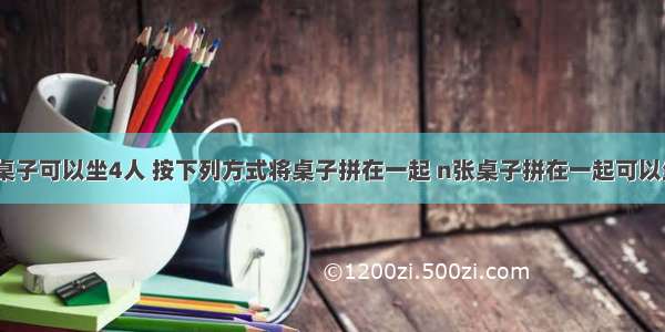 一张正方形的桌子可以坐4人 按下列方式将桌子拼在一起 n张桌子拼在一起可以坐________人．