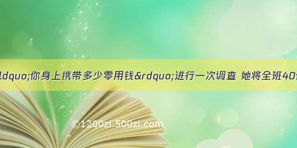 某天 夏雪同学就&ldquo;你身上携带多少零用钱&rdquo;进行一次调查 她将全班40位同学的零用钱记