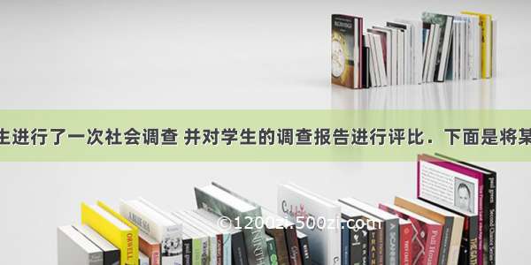 某校组织学生进行了一次社会调查 并对学生的调查报告进行评比．下面是将某年级60篇学