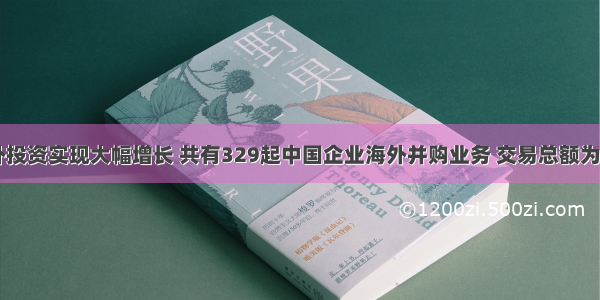 中国海外投资实现大幅增长 共有329起中国企业海外并购业务 交易总额为665亿美