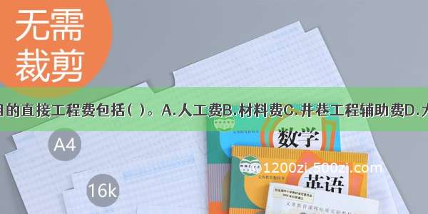 矿业工程项目的直接工程费包括(　)。A.人工费B.材料费C.井巷工程辅助费D.大临工程费E.