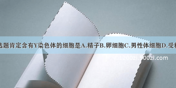 单选题肯定含有Y染色体的细胞是A.精子B.卵细胞C.男性体细胞D.受精卵