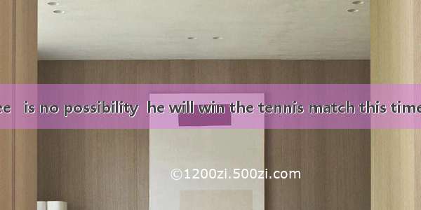 As far as I see   is no possibility  he will win the tennis match this time.A. it; thatB.