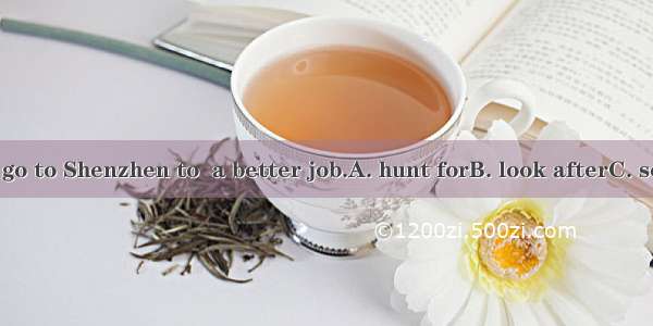 She decided to go to Shenzhen to  a better job.A. hunt forB. look afterC. search ofD. watc
