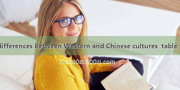 Among the many differences between Western and Chinese cultures  table manners are one of