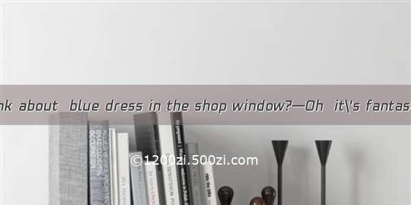 —What do you think about  blue dress in the shop window?—Oh  it\'s fantastic! It will make