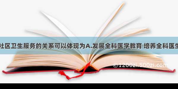 全科医学与社区卫生服务的关系可以体现为A.发展全科医学教育 培养全科医生B.全科医疗