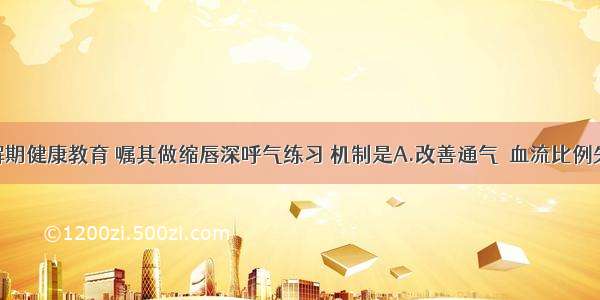 予患者缓解期健康教育 嘱其做缩唇深呼气练习 机制是A.改善通气／血流比例失调B.避免