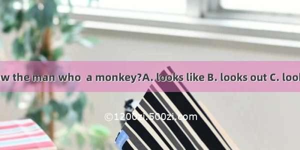 Do you know the man who  a monkey?A. looks like B. looks out C. looks the same