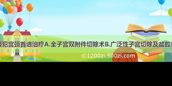 子宫内膜癌侵犯宫颈首选治疗A.全子宫双附件切除术B.广泛性子宫切除及盆腔淋巴结清除术