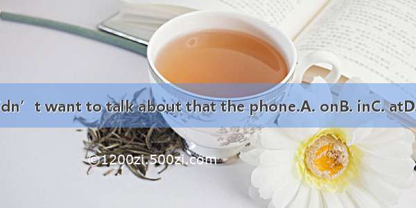 I didn’t want to talk about that the phone.A. onB. inC. atD. by