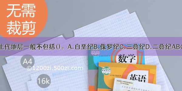 中生代地层一般不包括()。A.白垩纪B.侏罗纪C.三叠纪D.二叠纪ABCD