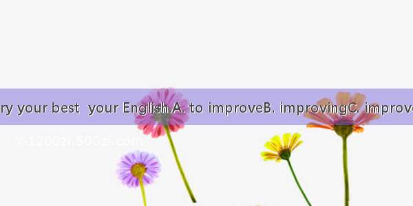 You should try your best  your English.A. to improveB. improvingC. improvesD. improve