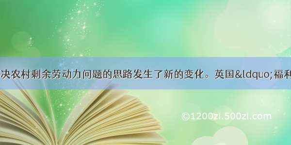 单选题20世纪初 解决农村剩余劳动力问题的思路发生了新的变化。英国“福利国家”设计