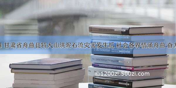 8月7日 甘肃省舟曲县特大山洪泥石流灾害发生后 社会各界情涌舟曲 奋力救灾。