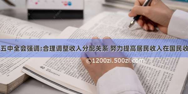 中共十七届五中全会强调:合理调整收入分配关系 努力提高居民收入在国民收入分配中的