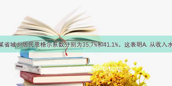 上半年某省城乡居民恩格尔系数分别为35.7%和41.1%。这表明A. 从收入水平来看 