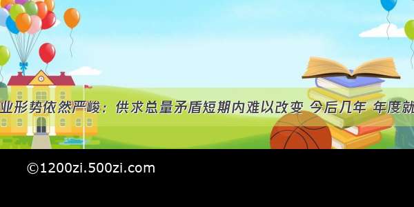 我国当前就业形势依然严峻：供求总量矛盾短期内难以改变 今后几年 年度就业岗位缺口