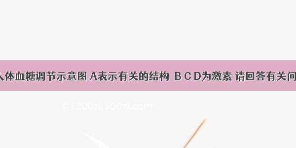 下图是人体血糖调节示意图 A表示有关的结构  B C D为激素 请回答有关问题：（1