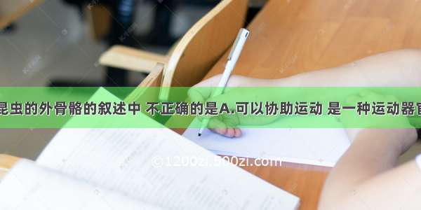 单选题关于昆虫的外骨骼的叙述中 不正确的是A.可以协助运动 是一种运动器官B.可以支持