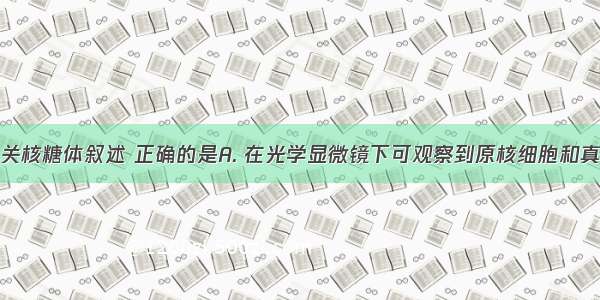 分析下列有关核糖体叙述 正确的是A. 在光学显微镜下可观察到原核细胞和真核细胞中都