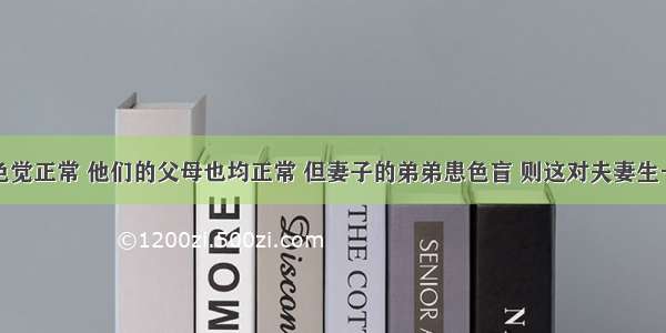 一对夫妻色觉正常 他们的父母也均正常 但妻子的弟弟患色盲 则这对夫妻生一个色盲儿