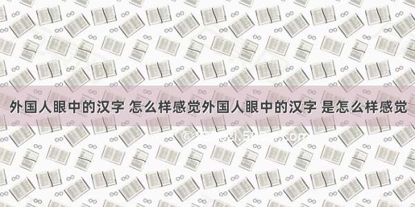 外国人眼中的汉字 怎么样感觉外国人眼中的汉字 是怎么样感觉